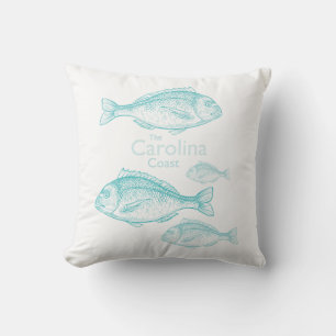 Carolina Coast Vintage Turquoise Saltwater Fish Cushion