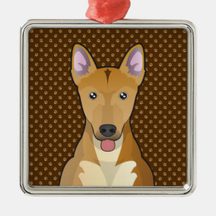 Carolina Dog Cartoon Paws Metal Ornament