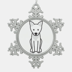 Carolina Dog Cartoon Snowflake Pewter Christmas Ornament