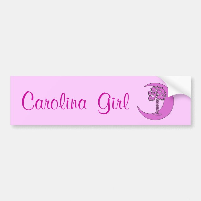 Carolina Girl Pink Palmetto Bumper Sticker (Front)