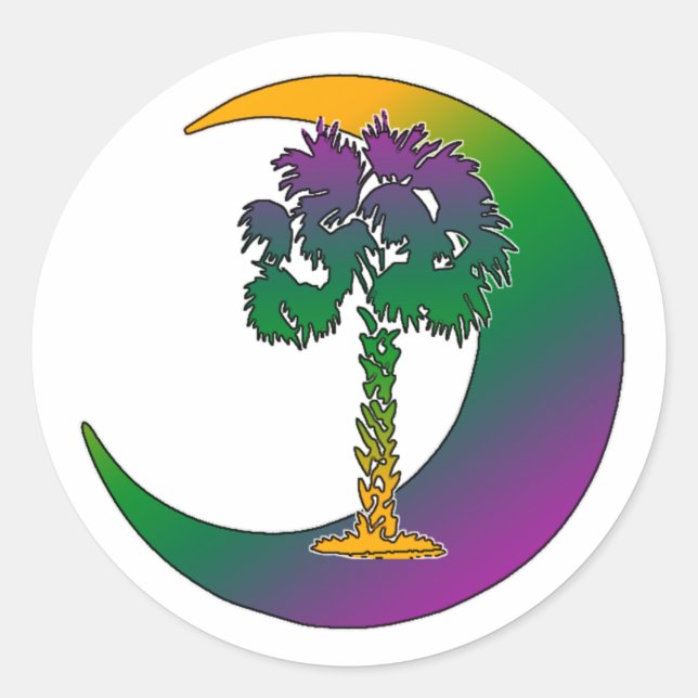 Carolina Palmetto & Crescent Rainbow Stickers (Front)