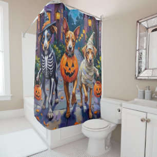 Carolina Trick-or-Treating in Halloween Costume Shower Curtain