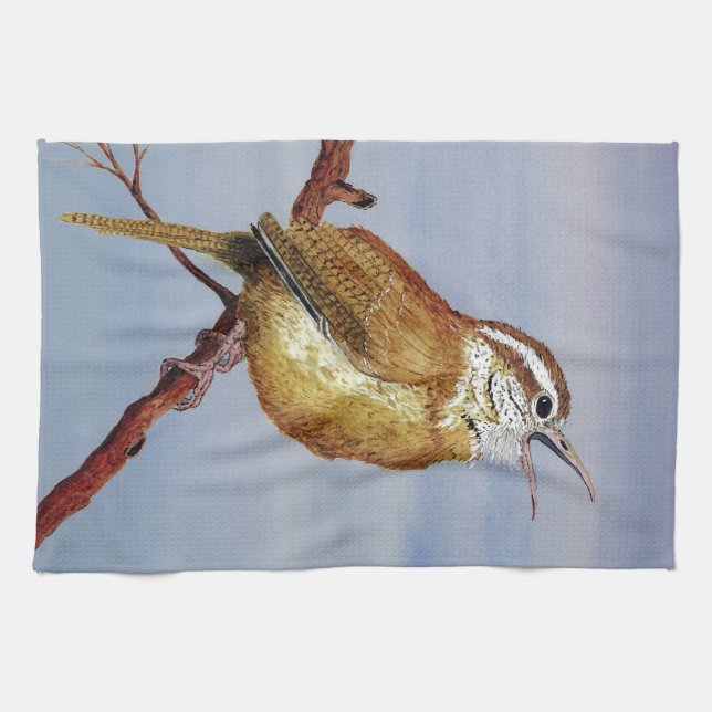 Carolina Wren dish Towel (Horizontal)