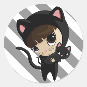 Caroline and Candy the Cats with Stripes Classic Round Sticker