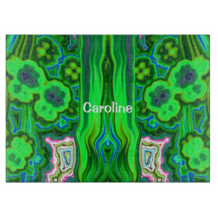 CAROLINE ~ green pink blue original fractal design Cutting Board