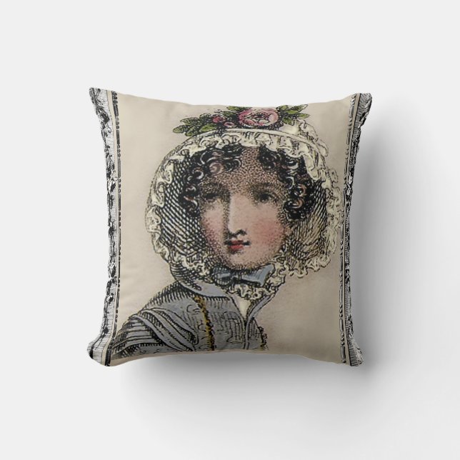 Caroline, Jane Austen inspired black, romantic Cushion (Front)