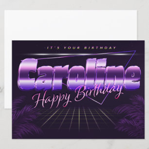 Caroline Name Vorname lila retro Karte Geburtstag Card