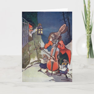 Caroling Animals Vintage Christmas Greeting Card
