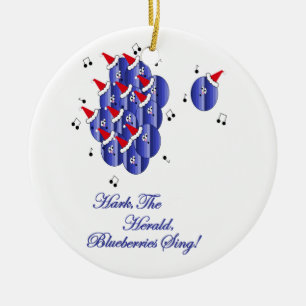 Caroling Blueberries Ceramic Ornament