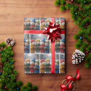 Caroling Christmas Mice In Snow Wrapping Paper