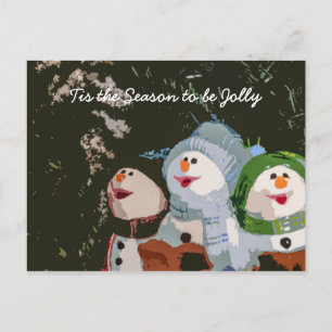 Caroling Christmas Snowmen Holiday Postcard