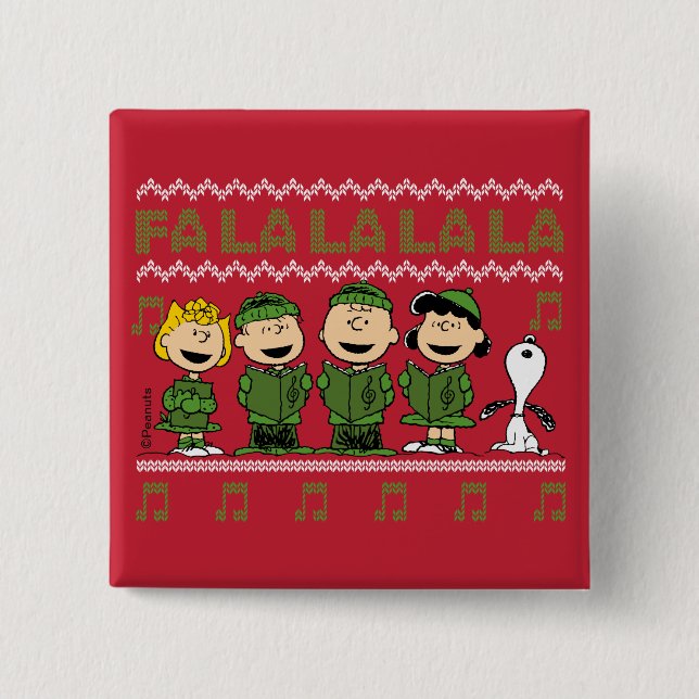 Caroling Christmas Sweater Graphic 15 Cm Square Badge (Front)