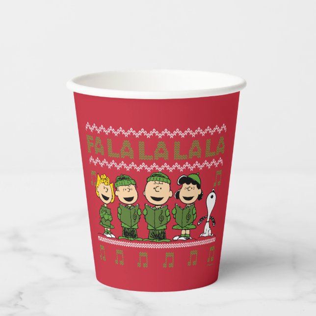 Caroling Christmas Sweater Graphic Paper Cups (Front)