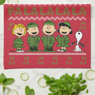 Caroling Christmas Sweater Graphic Tea Towel