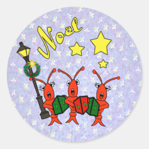 Caroling Crawfish (Lobster) Noel Stickers