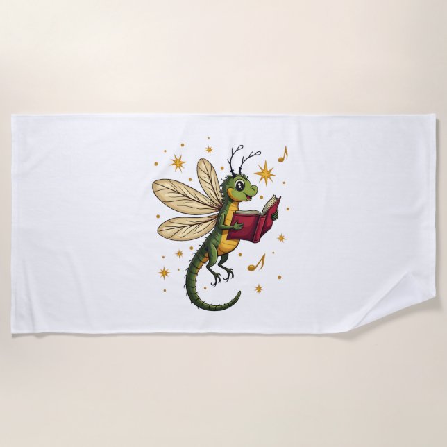 Caroling Dragonfly Beach Towel (Front)