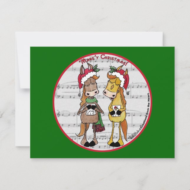 Caroling Horses- 'Mare'y Christmas Invitation (Front)