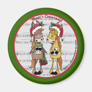 Caroling Horses- 'Mare'y Christmas Magnet