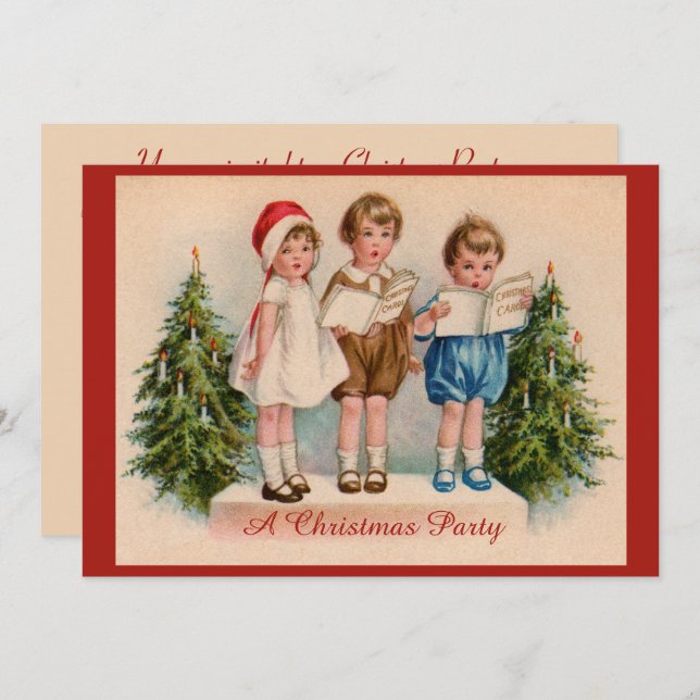Caroling Kids Christmas Party Invitation (Front/Back)