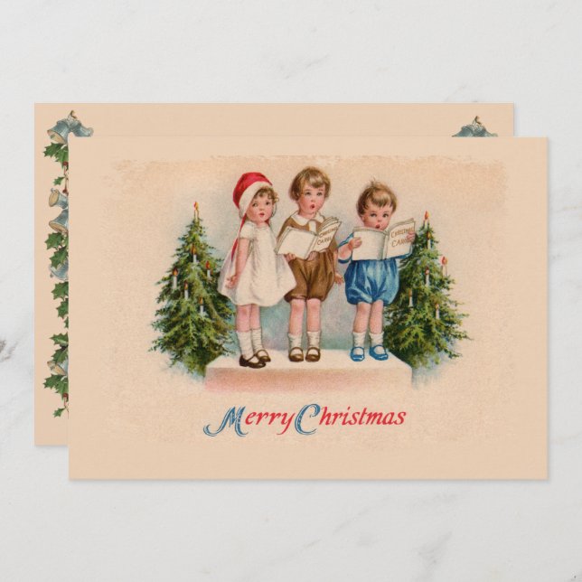 Caroling Kids Christmas Party Invitation (Front/Back)