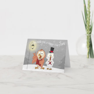 Caroling Owls Card