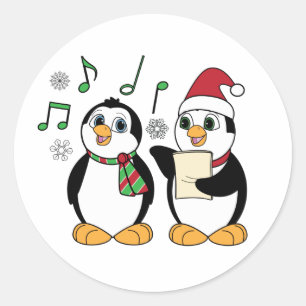 Caroling Penguins in the Snow Sticker
