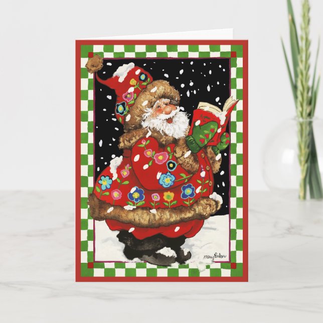 Caroling Santa Holiday Card (Front)