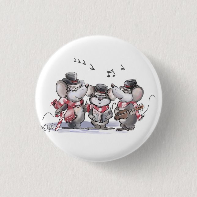 Caroling with Mic, Mac & Moe Button (Front)