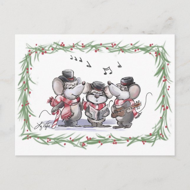Caroling with Mic, Mac & Moe Postcard (Front)