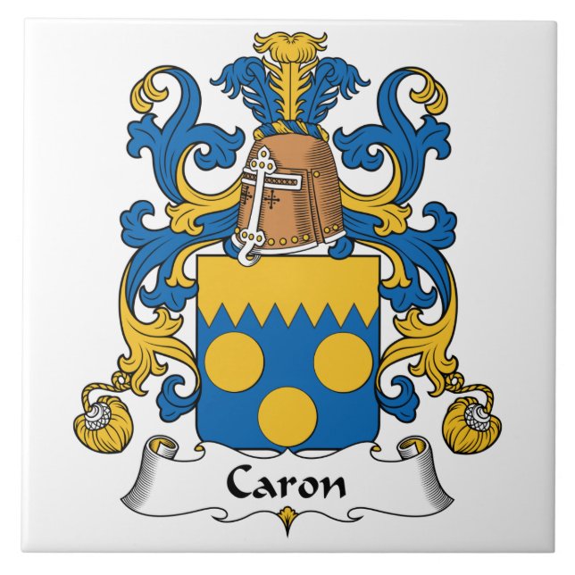 Caron Family Crest Ceramic Tile (Front)