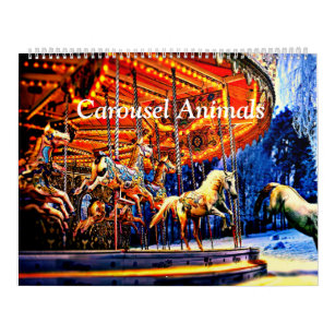 Carousel Animals Colourful & Bright Calendar