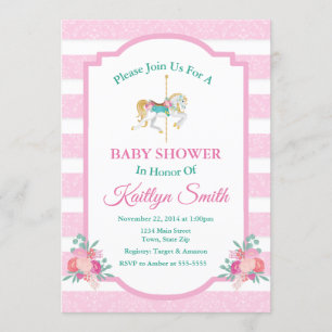 Carousel Baby Shower Invitation Merry Go Round