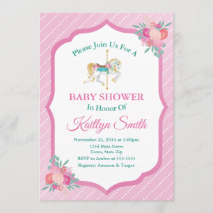 Carousel Baby Shower Invitation Merry Go Round