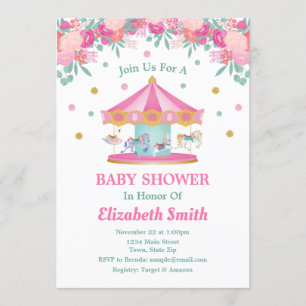 Carousel Baby Shower Invitation Merry Go Round