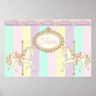Carousel Backdrop Circus Banner Pink Poster