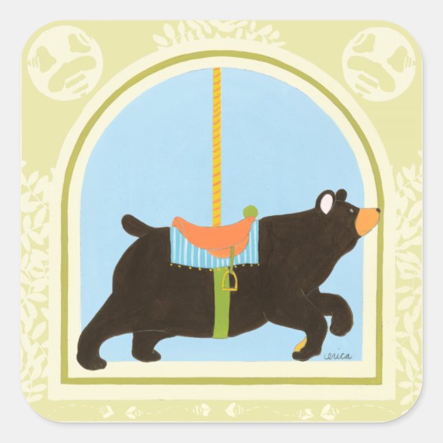 Carousel Bear by June Erica Vess Square Sticker (Front)