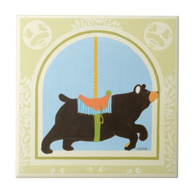 Carousel Bear by June Erica Vess Tile (Front)