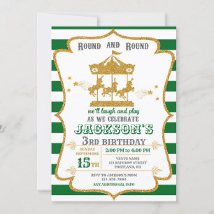 Carousel birthday invitation Amusement park invite