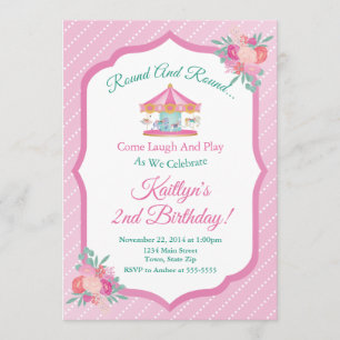 Carousel Birthday Invitation Merry Go Round