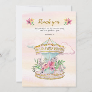 Carousel Birthday thank you note card