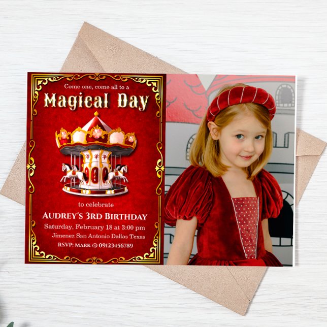 Carousel Birthday with Photo Invitation (Creator Uploaded)