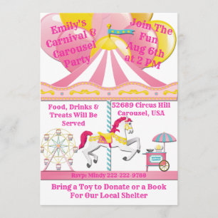 Carousel & Carnival Horse Party Invitation