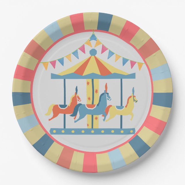 Carousel Circus Birthday Plates (Front)