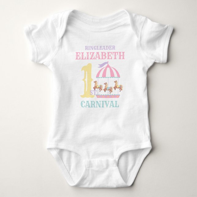 Carousel Circus Carnival Birthday Pastel Baby Bodysuit (Front)