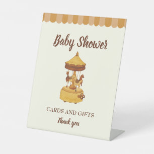 Carousel cute Baby shower cards and gifts Pedestal Sign