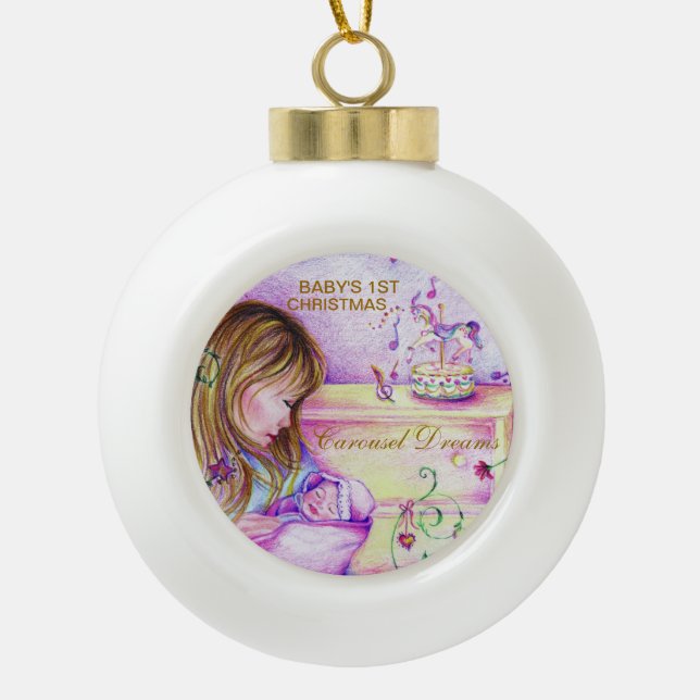 Carousel Dreams Baby's 1st Christmas Ornament (Front)