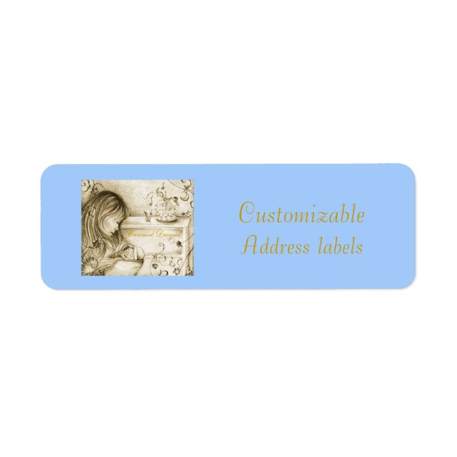 Carousel Dreams Blue Customisable Address Labels (Front)