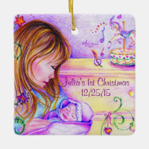 Carousel Dreams Custom Ceramic Square Ornament