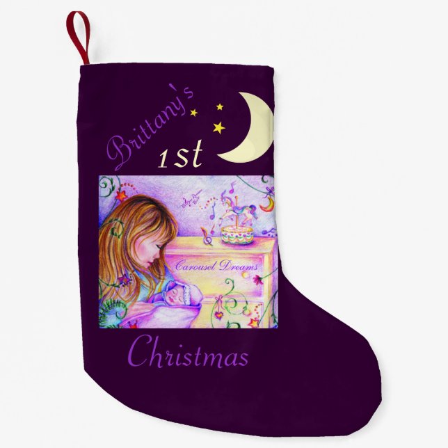 Carousel Dreams Deep Purple 1st Christmas Stocking (Front)