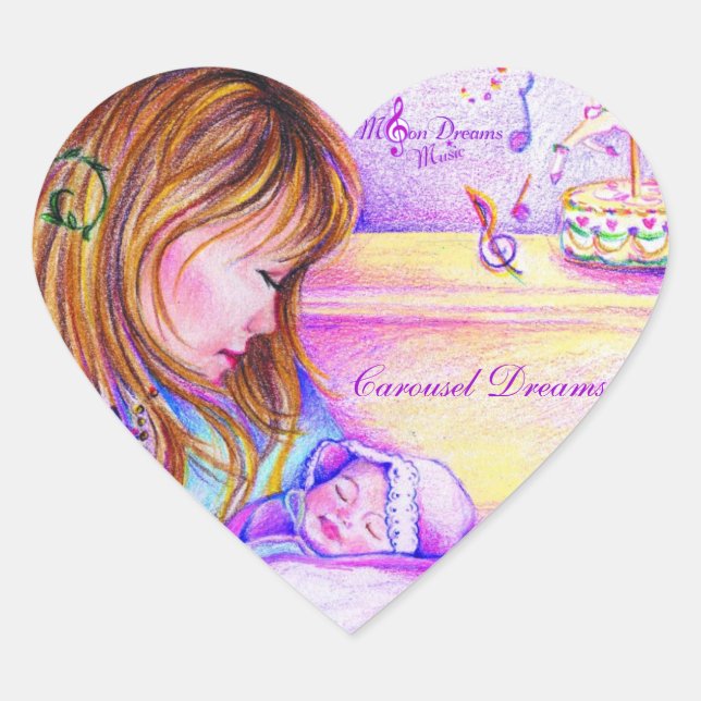 Carousel Dreams Heart Shaped Stickers (Front)